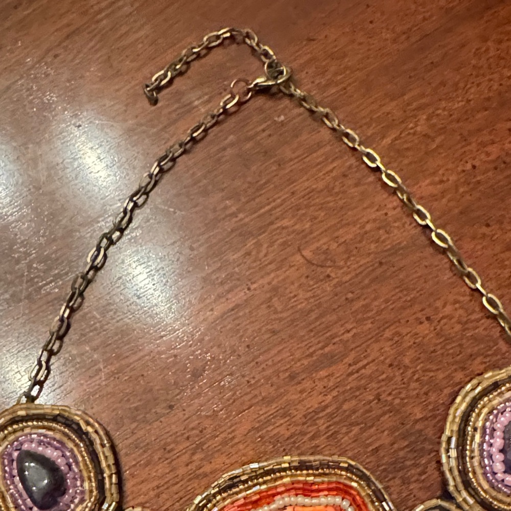 Bohemian Multicolor Beaded Bib Necklace by Natasha - Picture 7 of 13